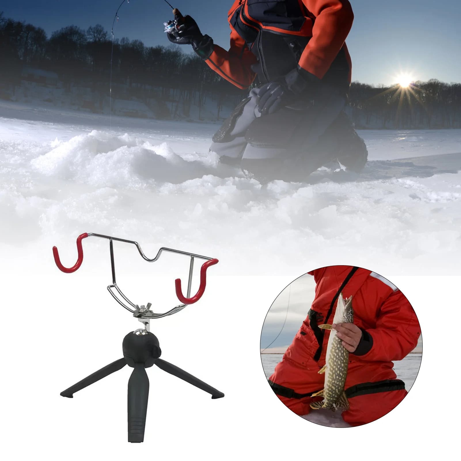 Support canne pêche glace réglable - porte-canne rack pole holder adaptable reels spinning