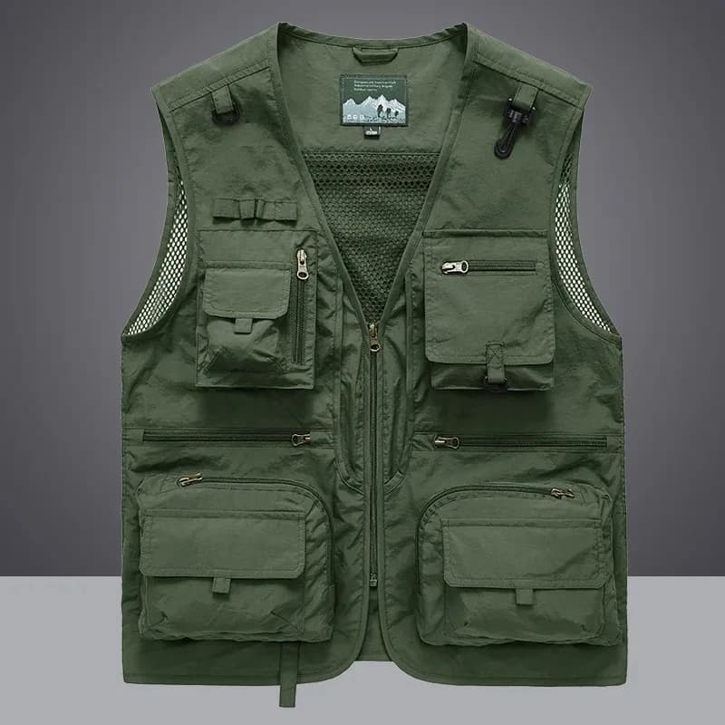 Veste sans manches pêche et randonnée été homme 7XL avec 14 poches cargo et mesh respirant