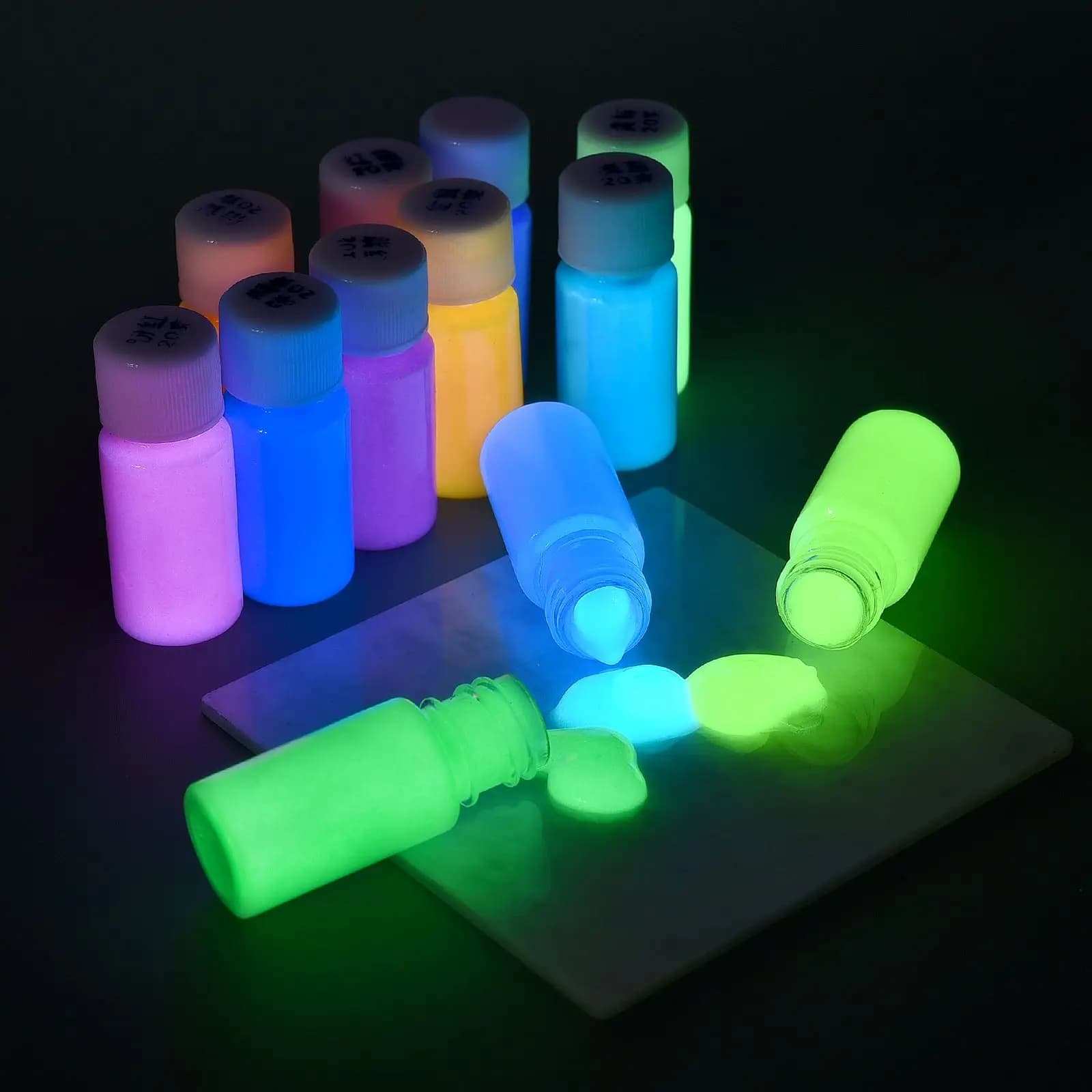Peinture acrylique fluorescente longue durée 20/30g pour pêche nocturne - Pigment lumineux auto-éclairant