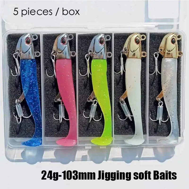 5 Leurres Maquereau Lumineux 24g/105mm pour Pêche en Mer du Bar et du Maigre