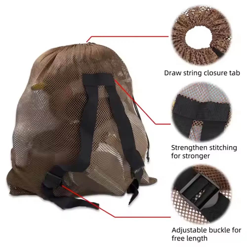 Sac filet nylon décoy canard pigeon oie volaille capacité ajustable sangle transport chasse leurre simulation