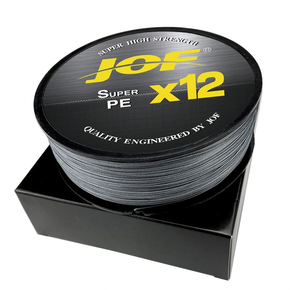 Ligne tressée JOF X12 améliorée 12 brins multifilament PE 100m-500m 25LB-92LB super résistante pêche