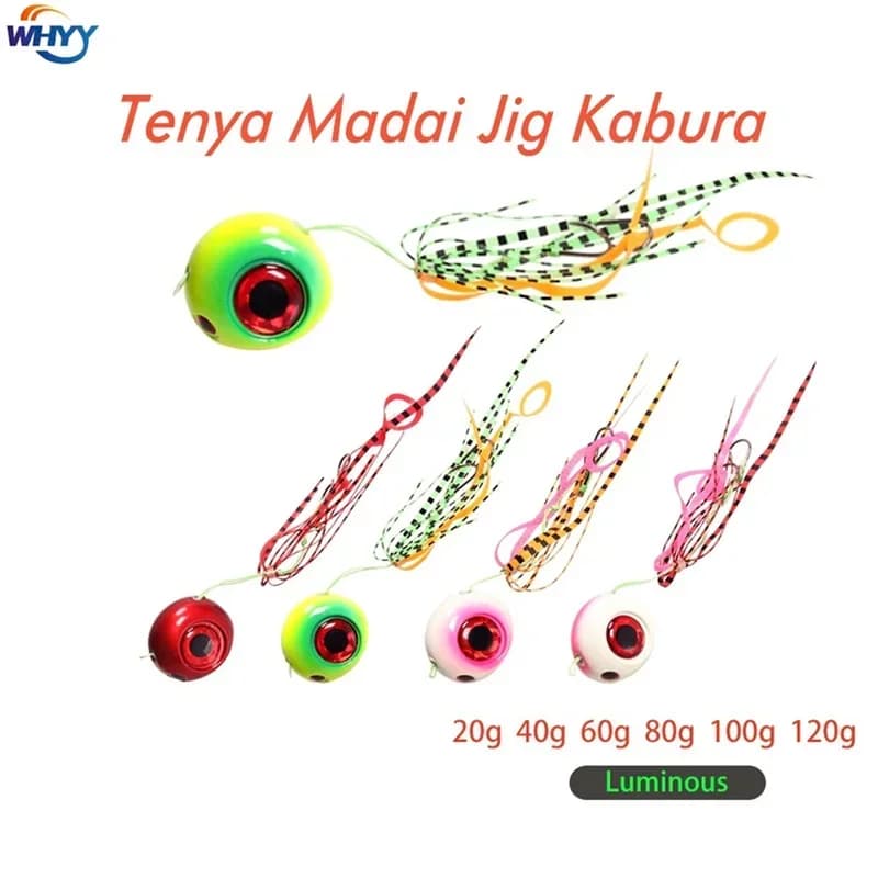 Leurre de pêche Tenya Madai Jig Kabura avec jupe souple, appât artificiel crevette pour la pêche en mer
