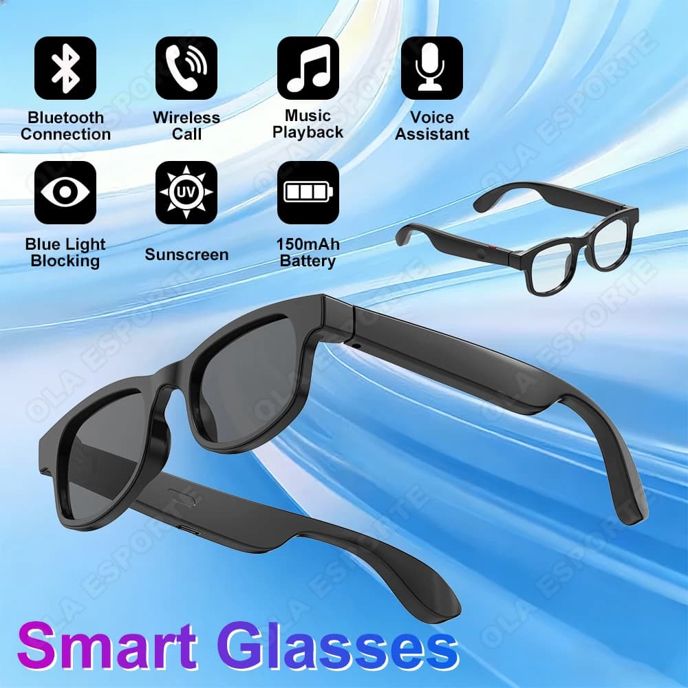 Lunettes intelligentes IA anti lumière bleue Bluetooth 5.3 appels musique - Lunettes connectées étanches