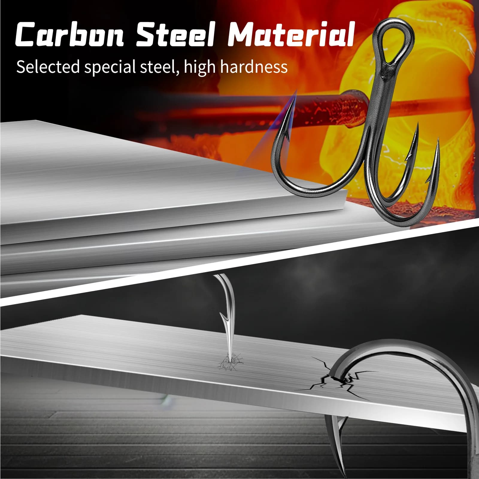 Lot de 10 hameçons triples 3X robustes 9KM pour leurres durs pêche mer et eau douce