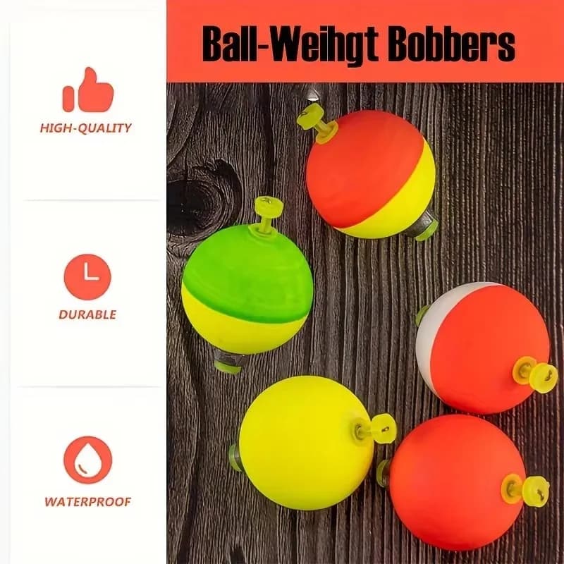 Kit 5 flotteurs pêche Snap-On balles EVA - Flotteurs manuels pour crappie, bluegill et poissons-chats