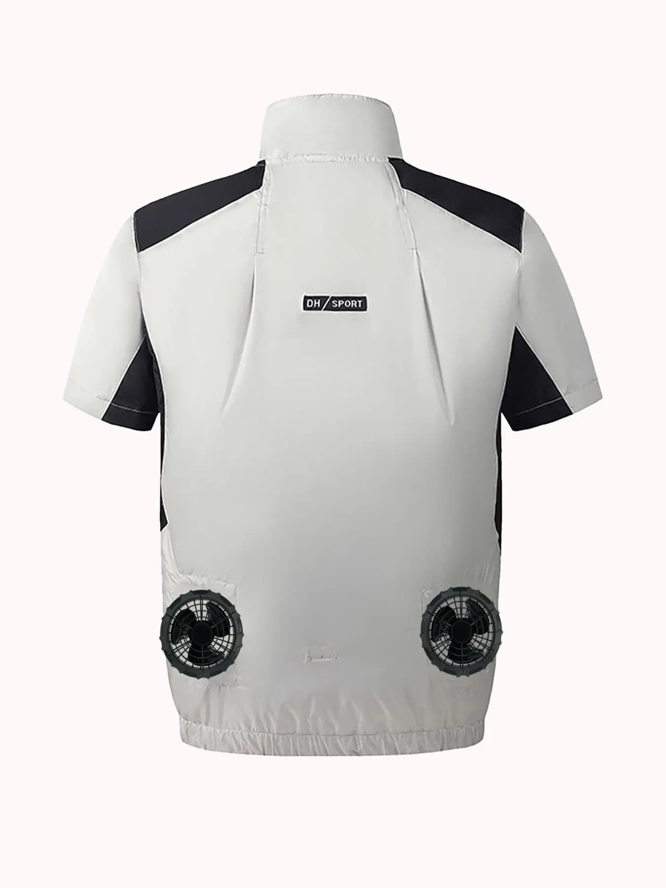 Veste ventilée rafraîchissante été pêche travail manches courtes, climatisation USB et protection anti-chaleur