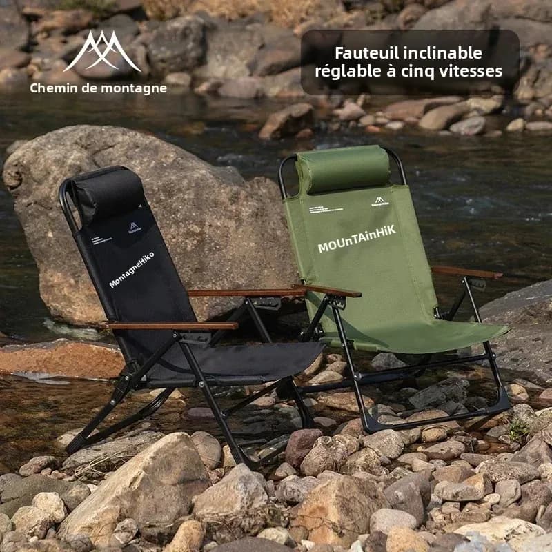 Chaise pliante camping portable outdoor relax 5 positions réglables pour pêche randonnée