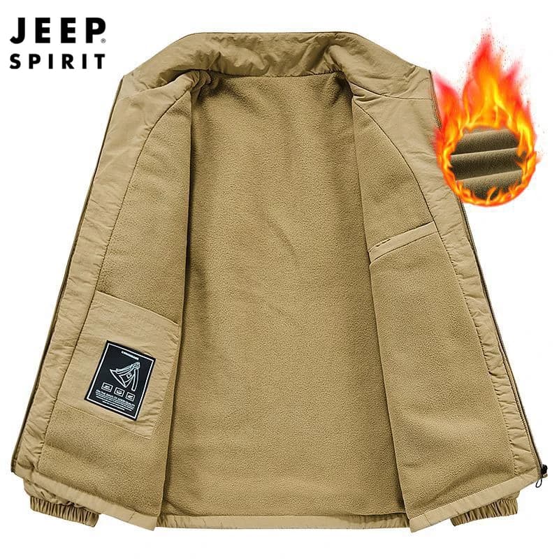 Veste Jeep Spirit homme printemps automne - Veste col montant casual chaude - Veste coupe-vent couleur unie