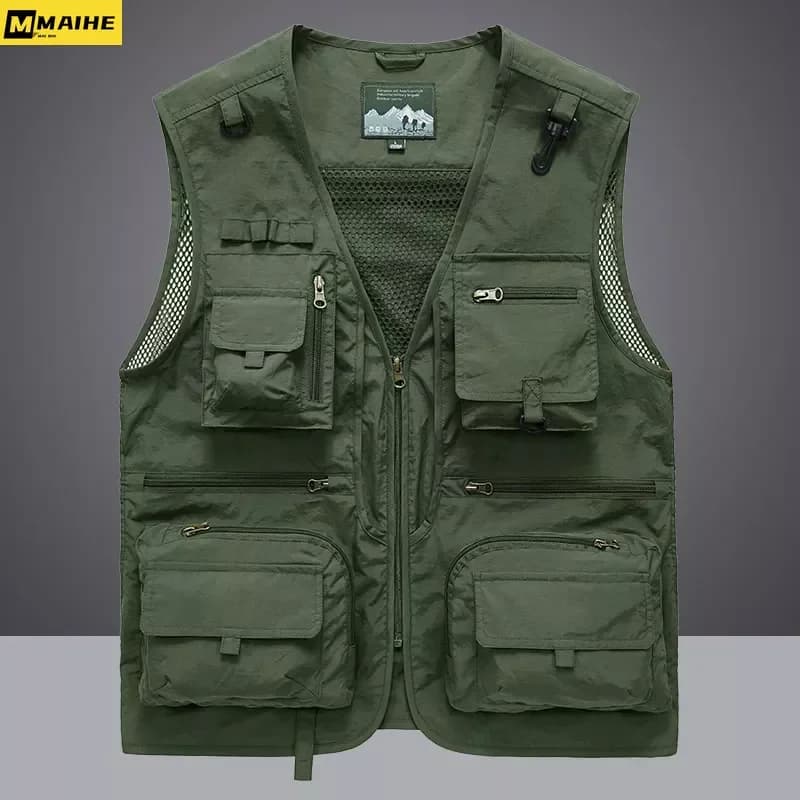 Veste tactique pêche 14 poches été - Veste cargo sans manches respirante pour homme