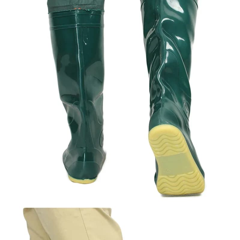 Bottes de pêche PVC vertes antidérapantes - Semelle souple pour pêche confortable et sécurisée