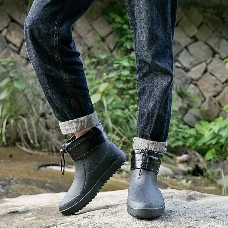 Bottes de pluie homme mode imperméables antidérapantes plastique qualité supérieure talon bas caoutchouc
