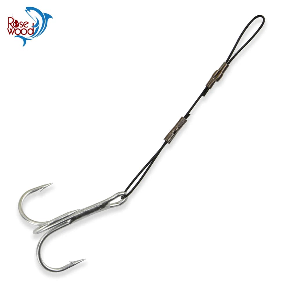 Montage Stinger Rosewood pour brochet perche sandre - Hameçons triple acier inoxydable 3 pièces