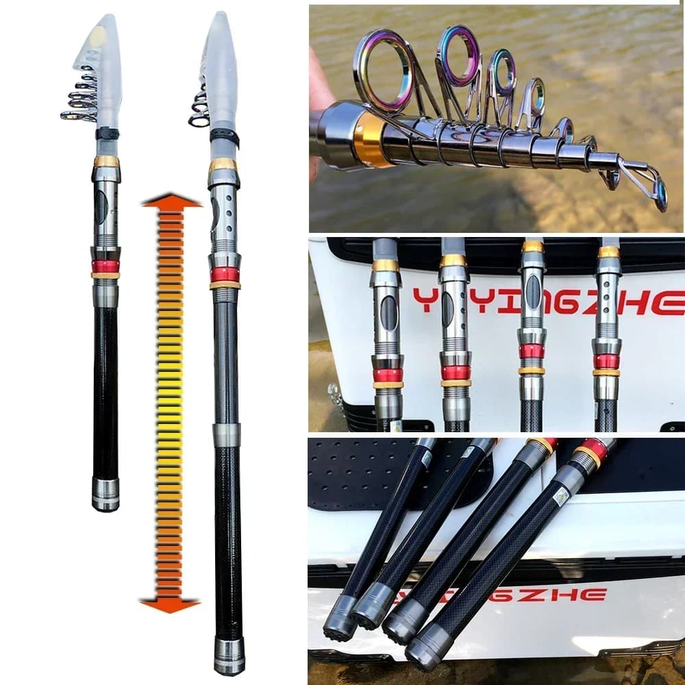 Combo canne spinning et moulinet carbone 1.8-3.6m pour bar et carpe - Ratio 5.2:1 avec kits ligne