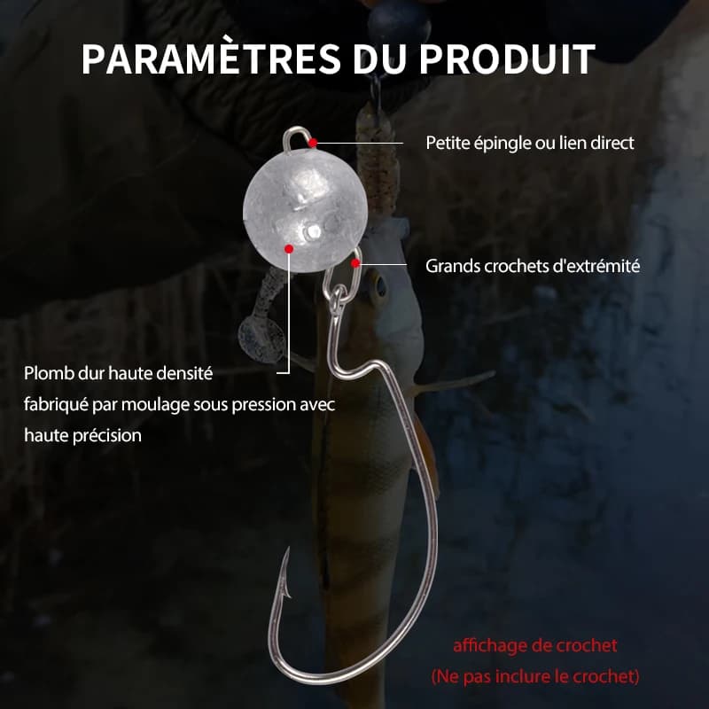 Têtes plombées MEREDITH 2g-18g jig head plomb balle eau profonde leurres souples pêche
