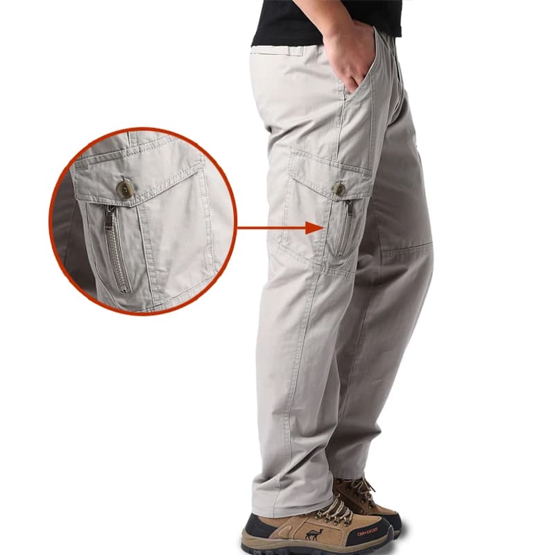 Pantalon cargo coton pêche homme qualité supérieure multi-poches printemps automne camping pêche