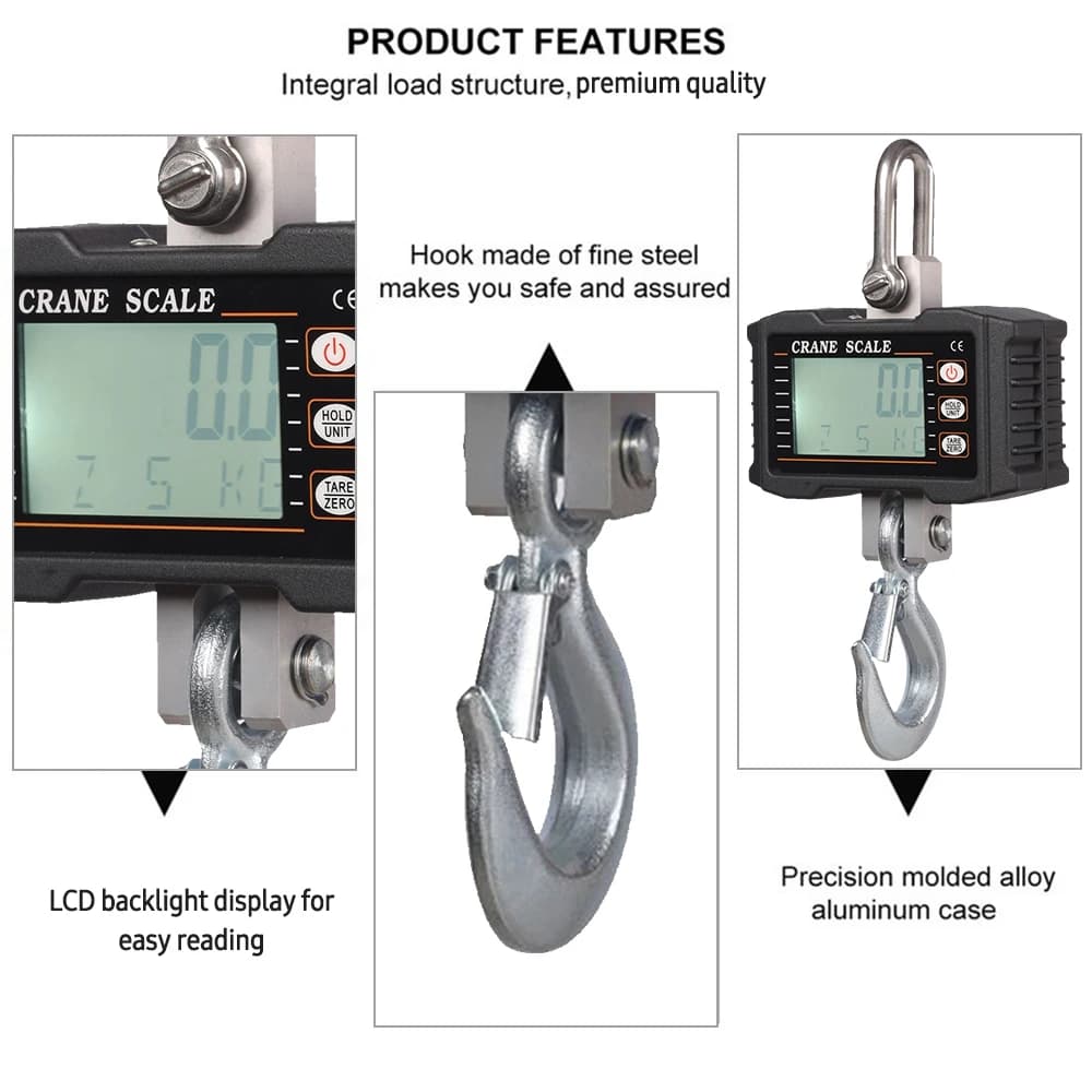 Balance gruau numérique industrielle 1000kg LCD - pesage lourd portable pour pêche commerciale et industrielle