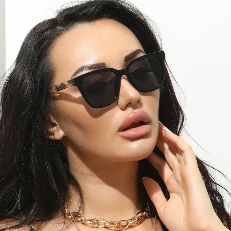 Lunettes de soleil vintage femmes tendance pêche - Cadre carré anti-lumière UV400 - Marque candy