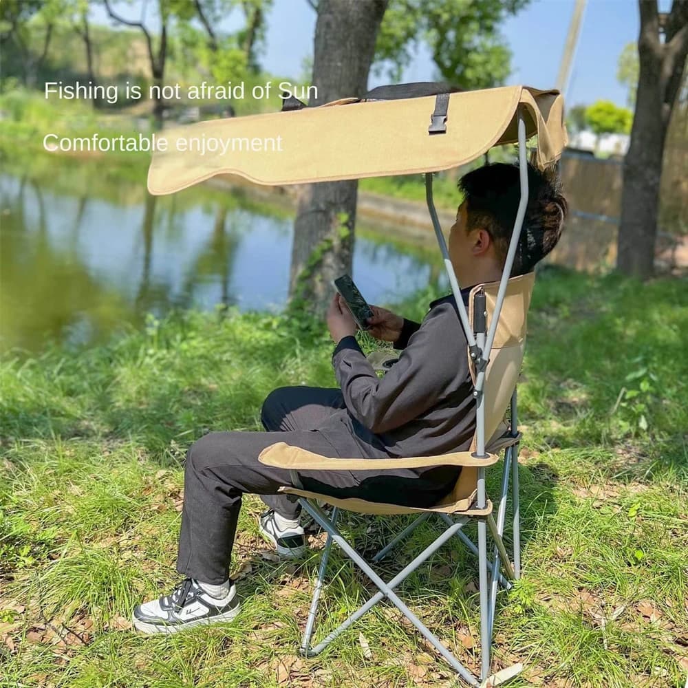 Chaise pliante avec auvent intégré pour pêche plage activités outdoor et pique-nique ombragé