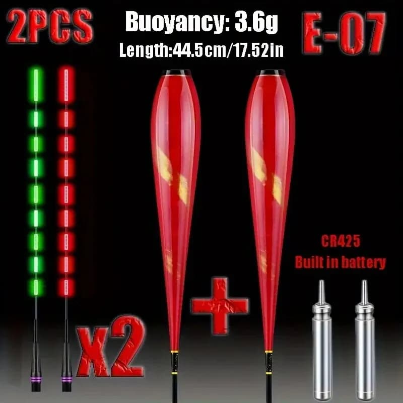 2 Flotteurs Électroniques LED Attractifs, Indicateur de Touche Changeant de Couleur avec Pile CR425, Accessoires de Pêche