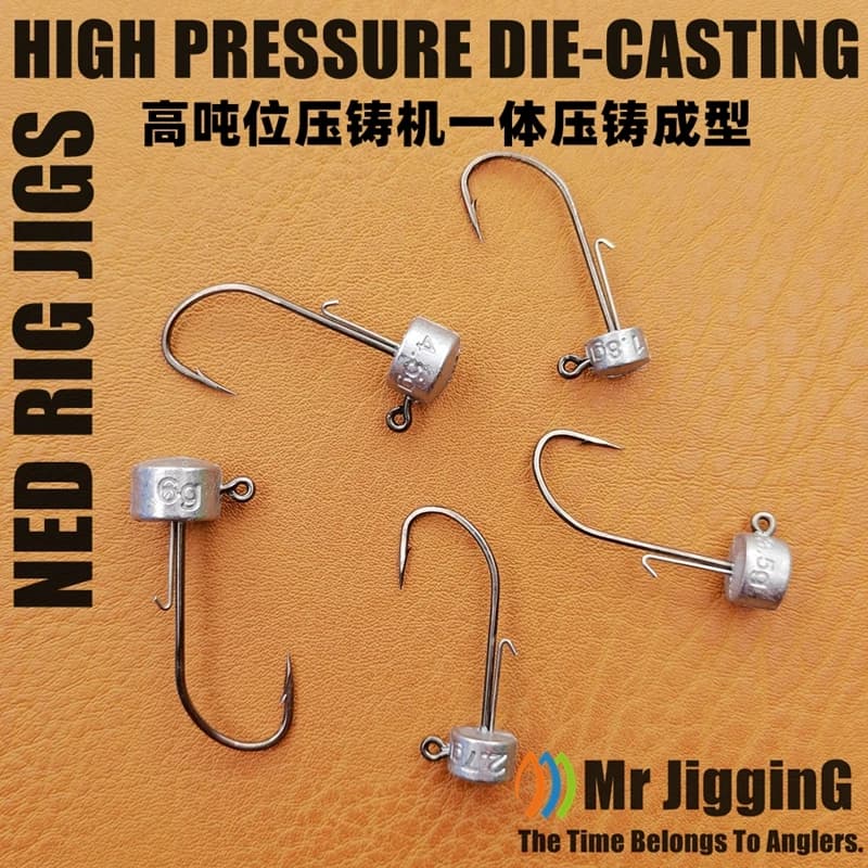 Têtes plombées Ned Rig 10 pièces Mr JigginG 1.8g à 6g - Hameçons pour leurres souples bass et truite
