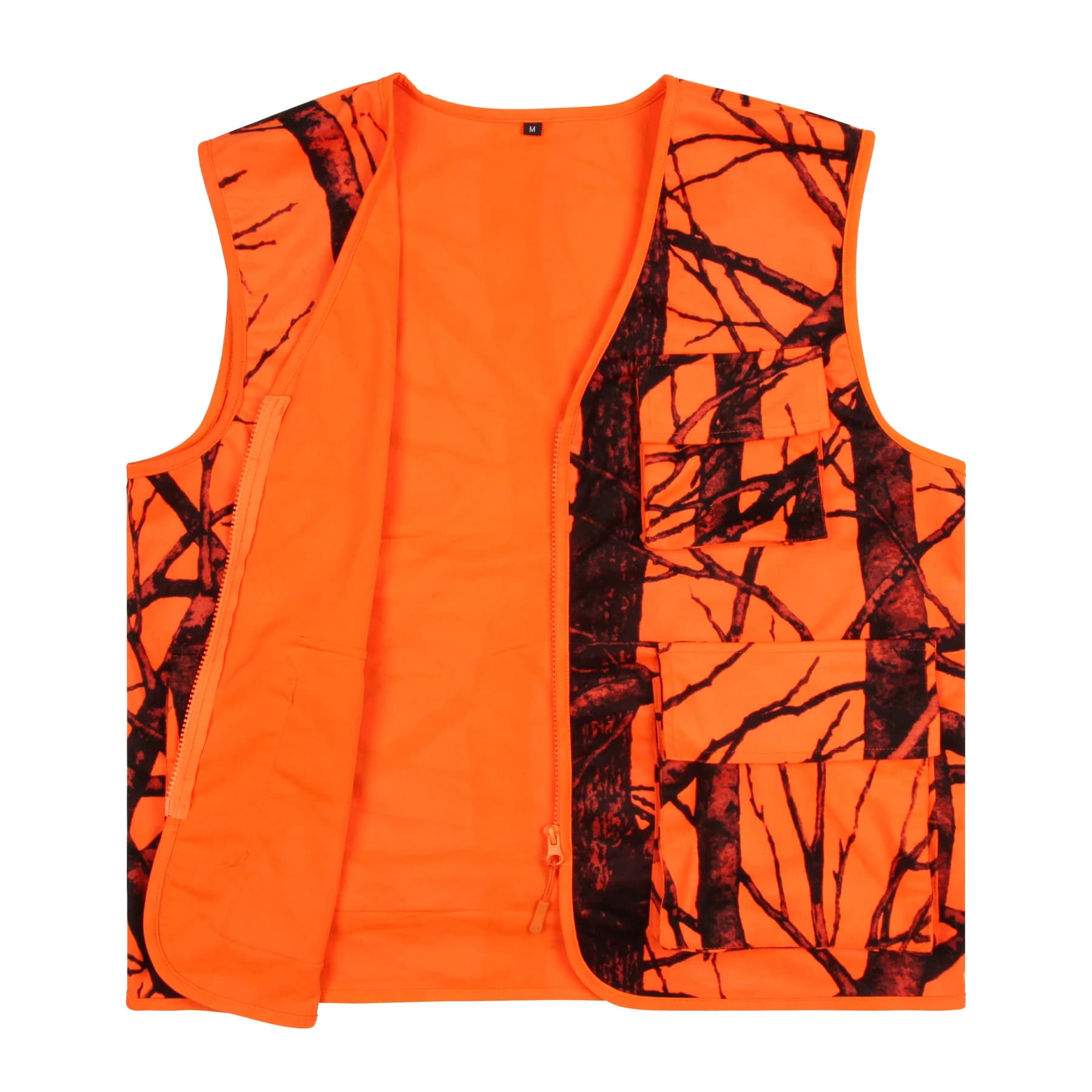 Veste utilitaire été décolleté V pour hommes GUGULUZA - Veste pêche chasse orange sécurité