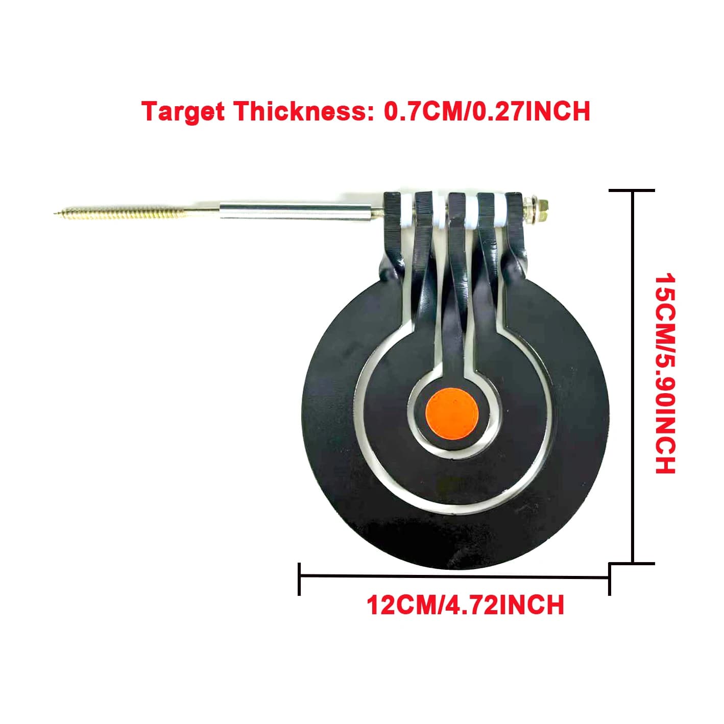 Cible métallique 7mm triple anneaux insert arbre rotation extérieur pratique tir pêche