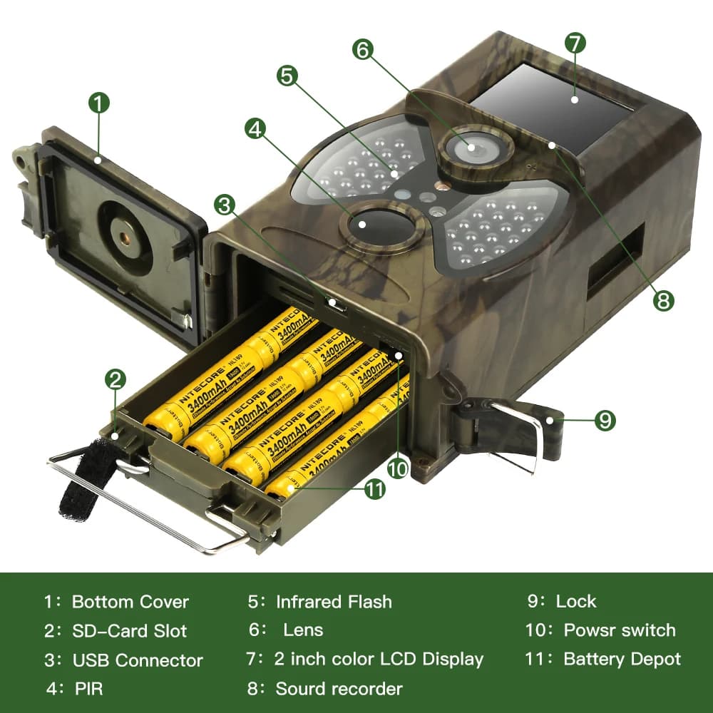 Caméra trail numérique 2G 12MP étanche MMS SMTP pour chasse surveillance faune et piégeage photo haute définition