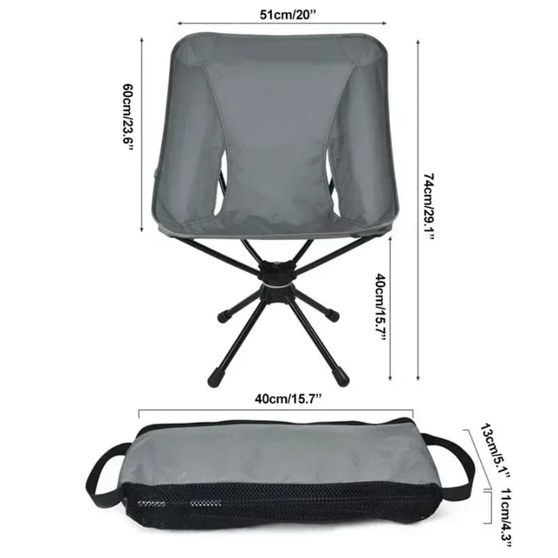 Chaise pivotante détachable randonnée pêche pliante légère avec sac de transport