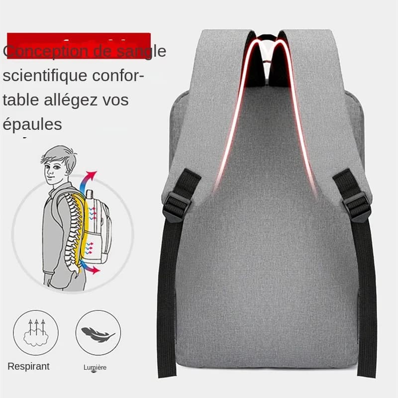 Sac à dos homme affaires USB étanche 15.6 pouces grande capacité école voyage quotidien