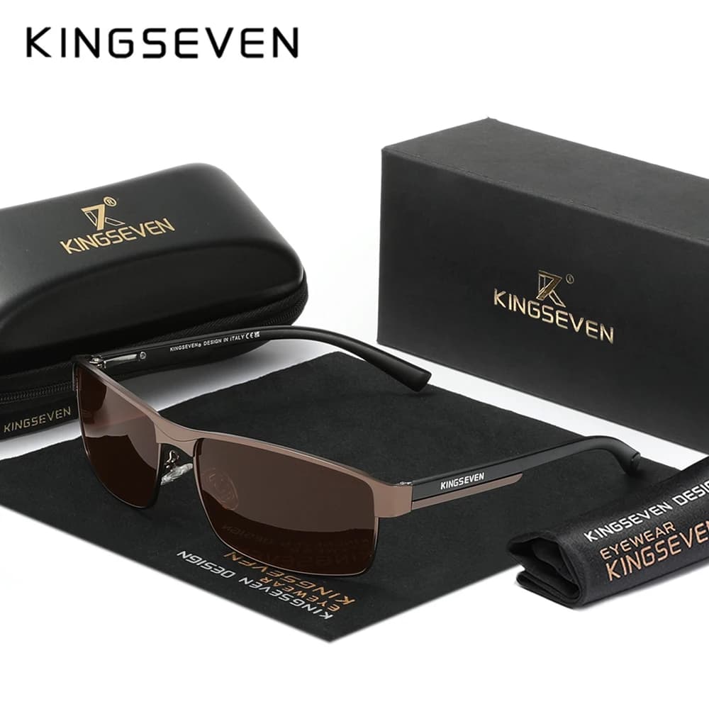 Lunettes de soleil polarisées KINGSEVEN pour pêche homme - UV400 qualité supérieure rectangle confortable