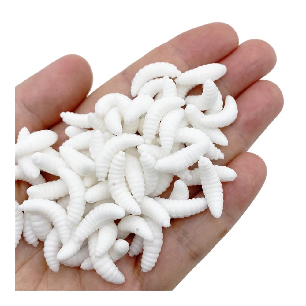 50 Vers de Farine Leurres Appâts Bioniques Souples Asticots pour Pêche Accessoires