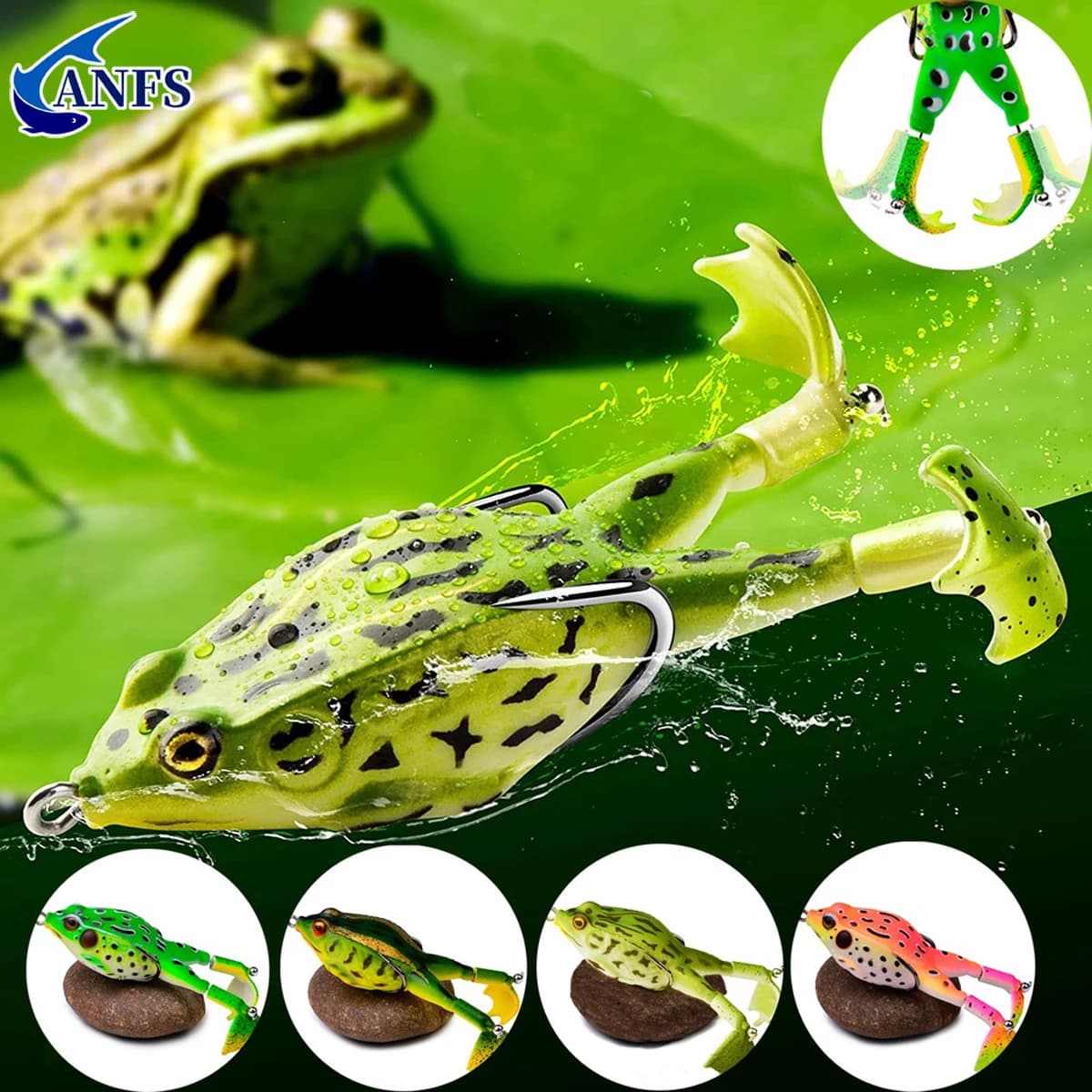 Leurre souple grenouille avec hélices pour la pêche du brochet, black bass et poisson-serpent en eau douce