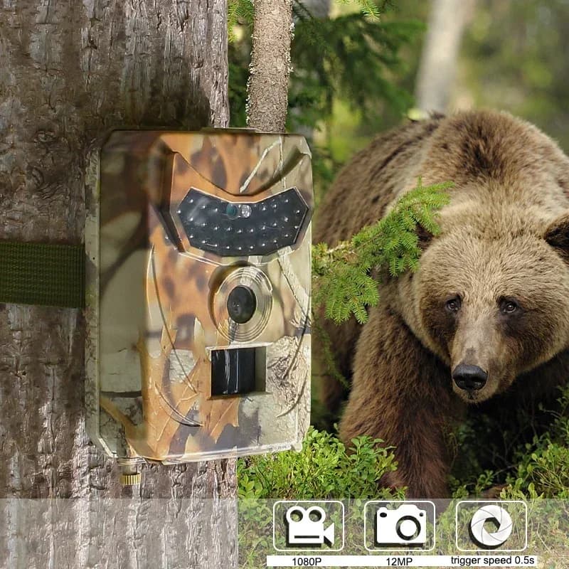 Caméra extérieure 12MP détecteur animaux sauvages étanche HD avec vision thermique infrarouge nocturne