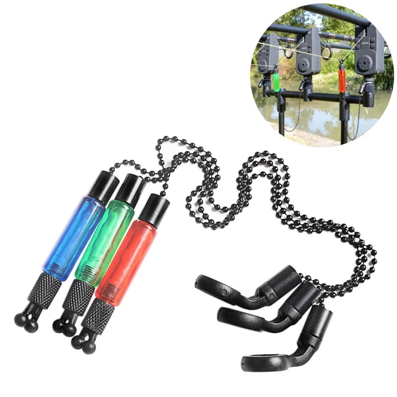 Set alarme pêche carpe swinger chaîne métal - indicateur morsure 4 couleurs outils pêche