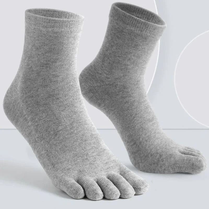 Chaussettes cinq doigts homme coton pur absorption transpiration mi-bas séparation orteils pêche