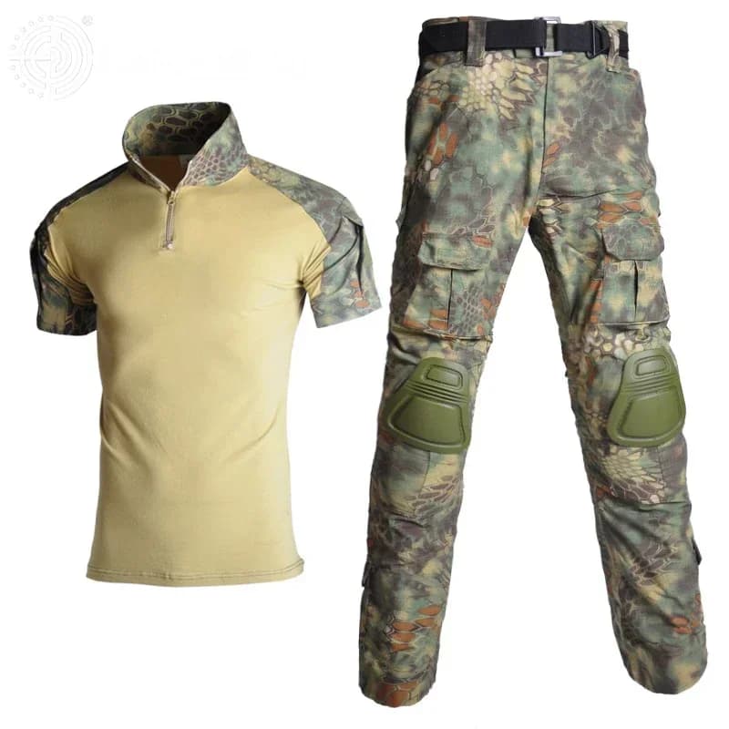 Tenue de camouflage tactique complète avec coudières et genouillères pour pêche, chasse et randonnée