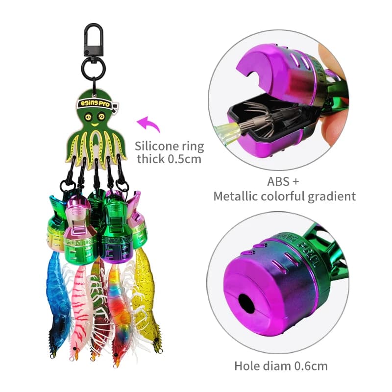 Kit protecteur leurre calmar électroplaqué 6 pièces M+ couleur punk pour pêche à l'encornet