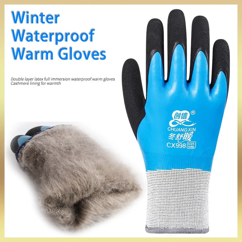 Gants de travail hiver étanches anti-dérapants pour pêche - Protection mains jardinage