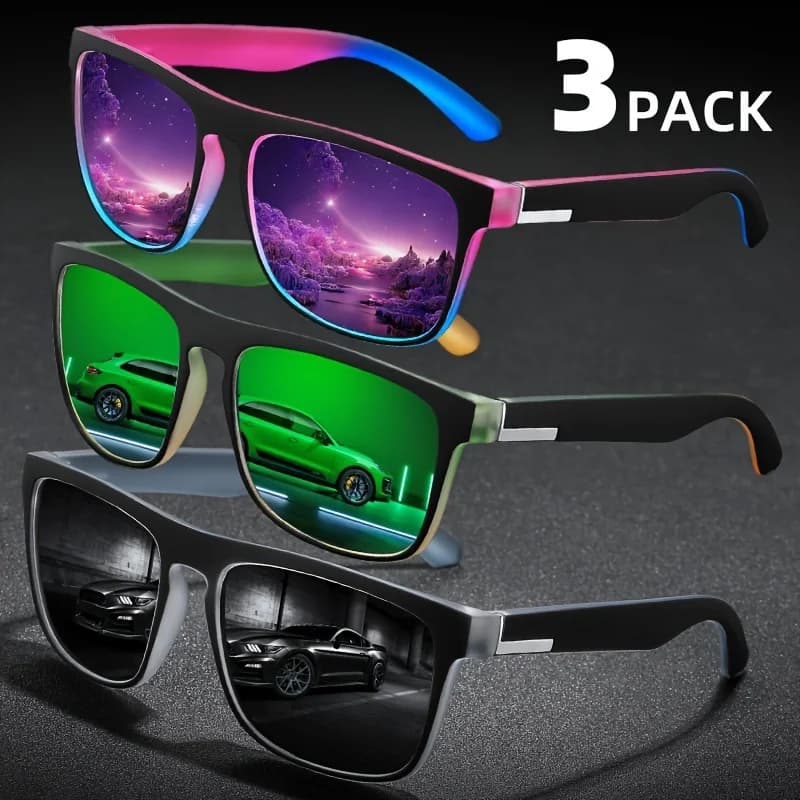 Lunettes de soleil polarisées carrées dégradé multicolore UV400 - idéales pêche