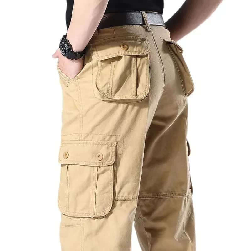 Pantalon cargo coton décontracté homme - Taille élastique grande taille - Multi-poches travail pêche