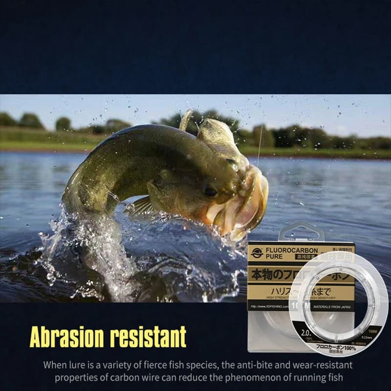 Ligne de pêche fluorocarbone 99% 100M importée Japon, bas de ligne traçante 1-25kg pour pêche en mer