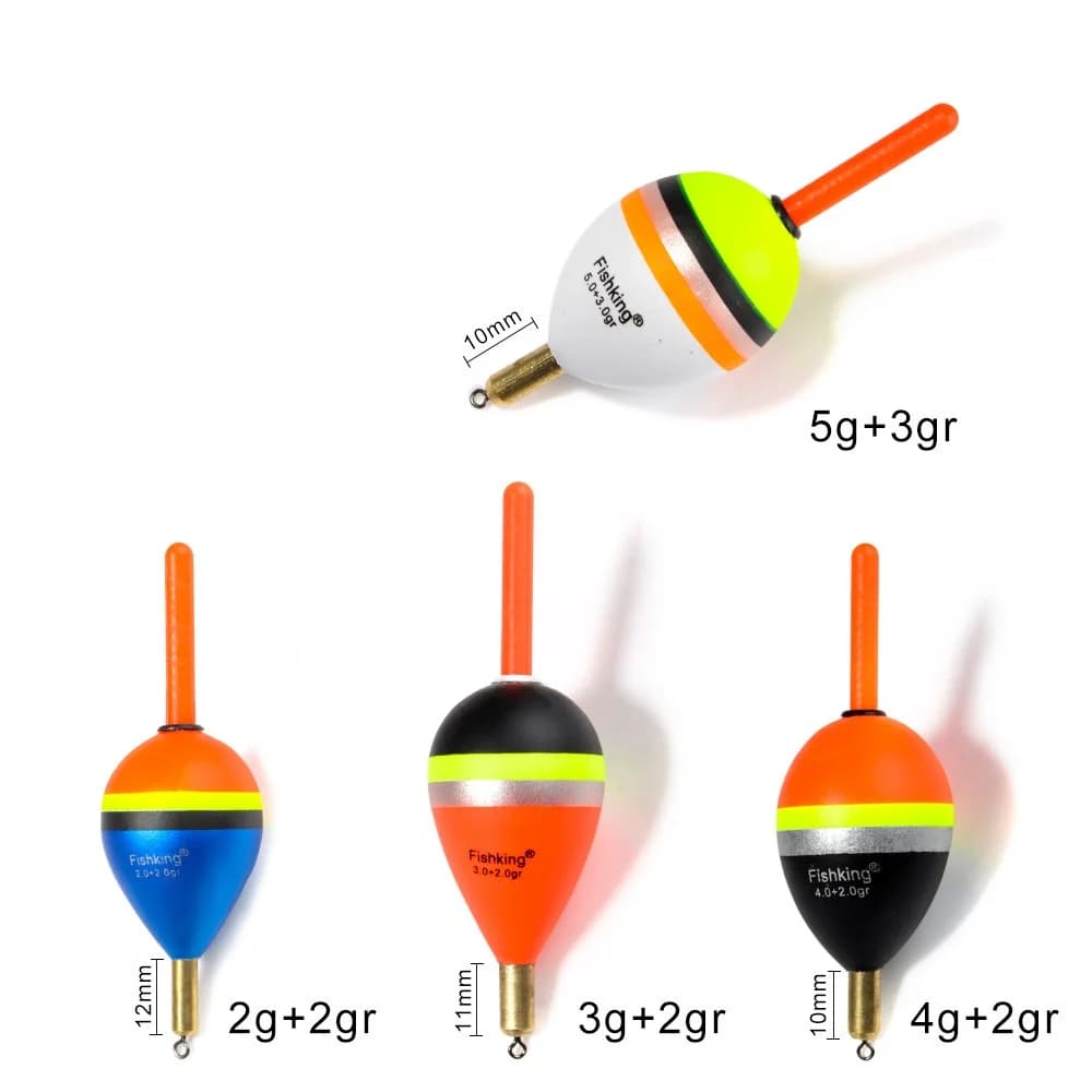 5 flotteurs mélangés NGB 2g-5g en sapin Barguzinsky - Flotteurs pêche mer et carpe coulissants