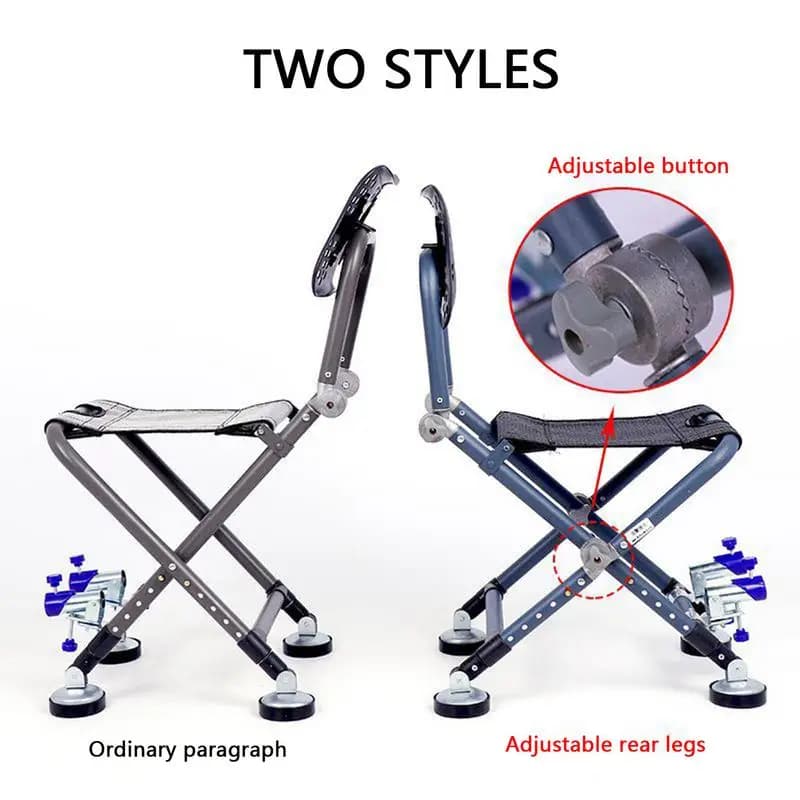 Chaise pêche réglable 180° avec dossier inclinable en alliage aluminium pour sessions prolongées