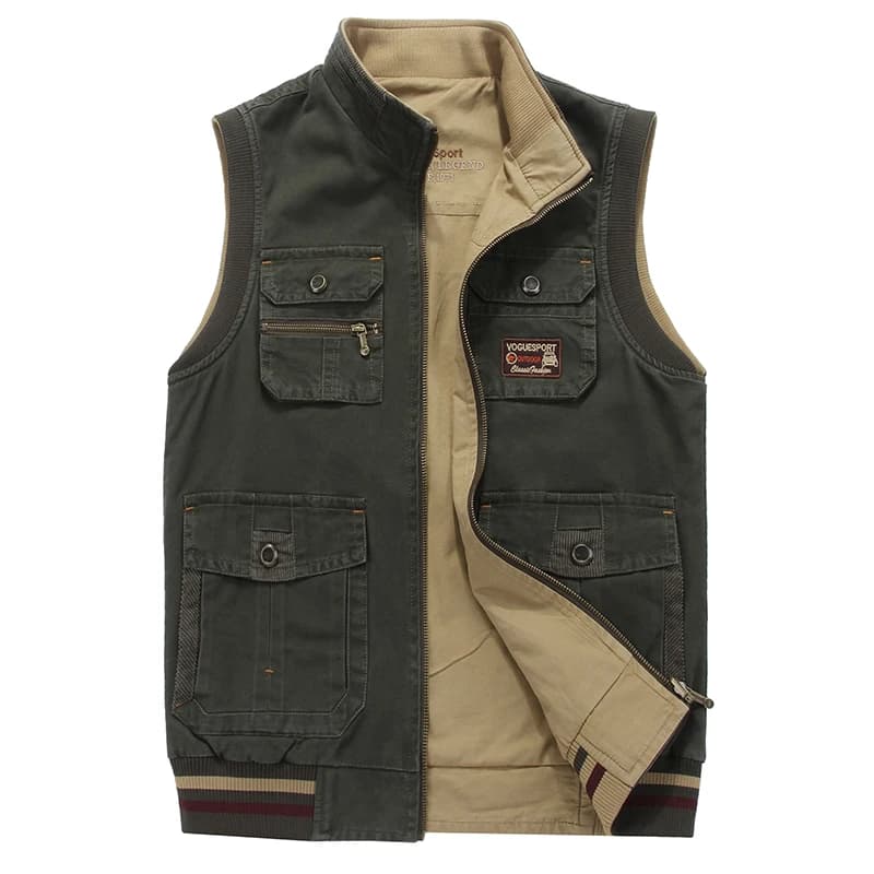 Veste sans manches homme automne coton casual multi-poches photographe grande taille 8XL