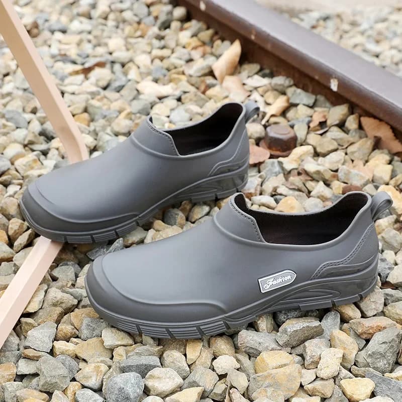 Bottes de pluie basses courtes polaire homme antidérapantes plates toutes saisons