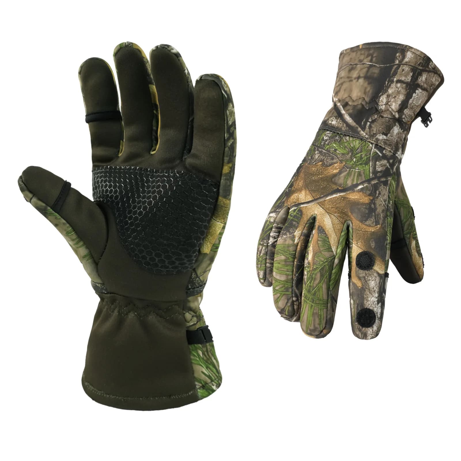 Gants de chasse camouflage bionique doublés polaire imperméables pêche automne hiver