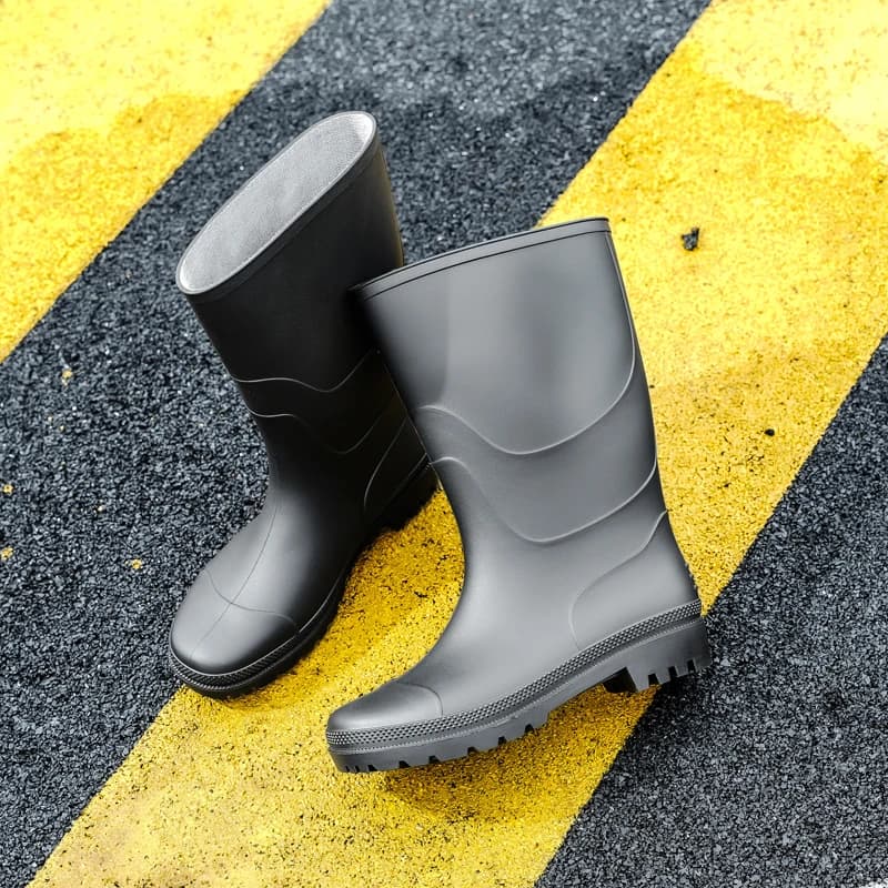 Bottes de pluie PVC mi-mollet homme imperméables antidérapantes pour pêche et activités nautiques