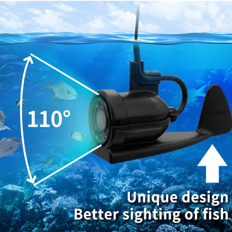Caméra de pêche Erchang F431B avec zoom numérique 4x et infrarouge pour pêche hivernale 15m