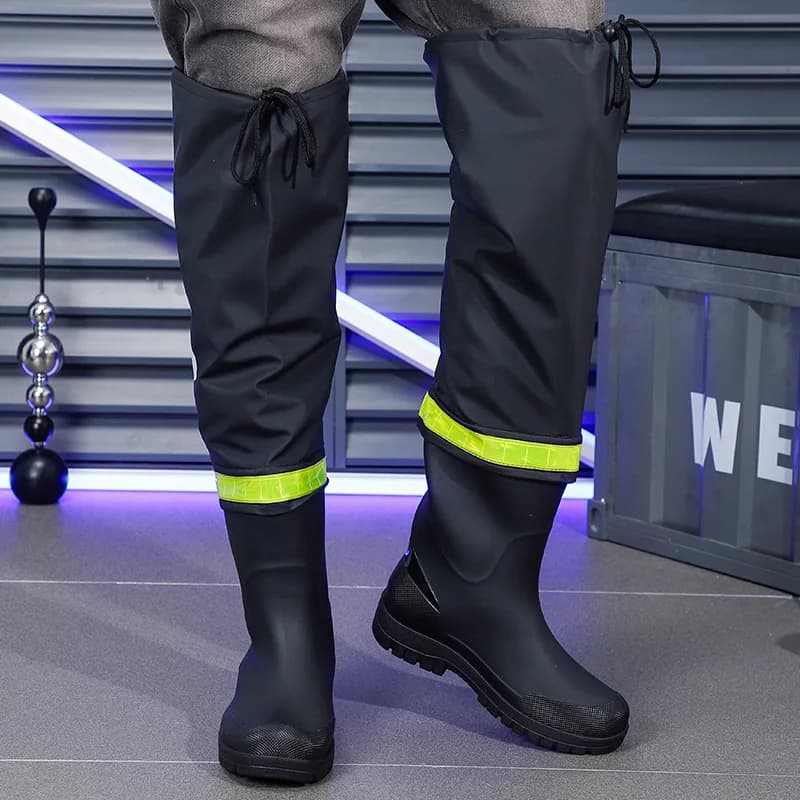 Bottes de pluie homme tube long résistantes antidérapantes pêche travail confortables PVC casual